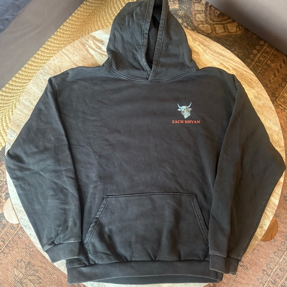 Zach Bryan 2023 Burn Burn Burn Tour Hoodie: Black (Large)